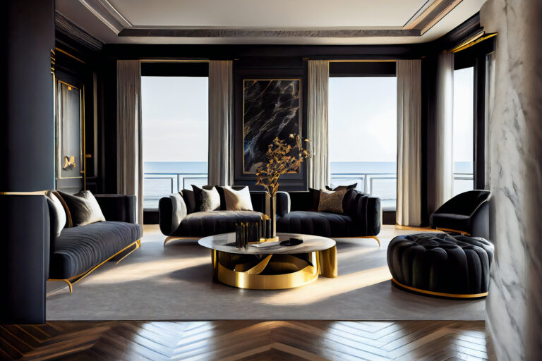 Modern Villa Interior.  Luxury modern penthouse. Generative AI